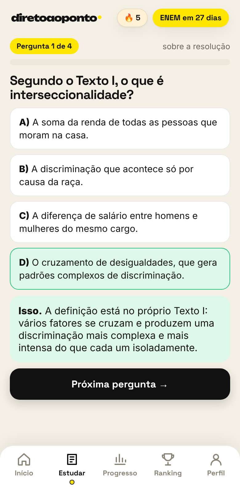 Perguntas sobre a resolução